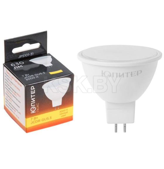Лампа светодиод. GU5.3  7W 220в. 3000K MR16 ЮПИТЕР ЛЮКС (JP5101-31) 
