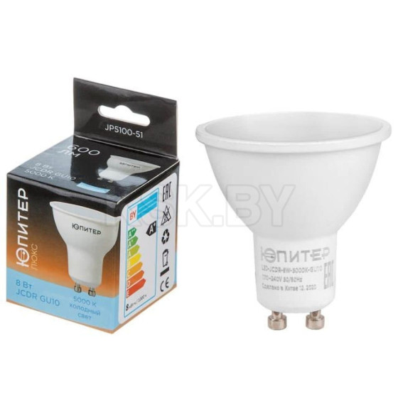 Лампа светодиод. GU10  8W 220в. 5000K MR16 ЮПИТЕР ЛЮКС (JP5100-51) 