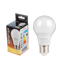 Лампа светодиод. E27 9W 220в. 3000K A60 ЮПИТЕР ЛЮКС