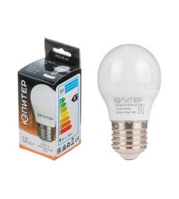 Лампа светодиод. E27 6W 220в. 4000K G45 ЮПИТЕР ЛЮКС