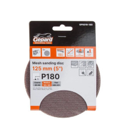 Шлифлист 125мм круг Р180 сетка, самосцепл. 5шт. GEPARD 