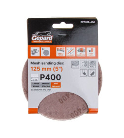 Шлифлист 125мм круг Р400 сетка, самосцепл. 5шт. GEPARD