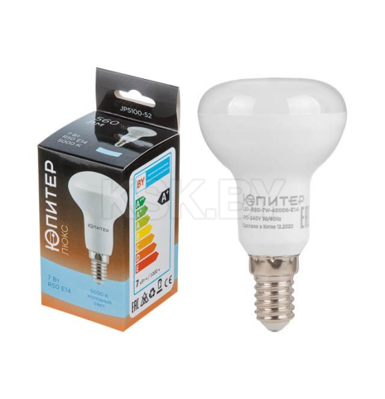 Лампа светодиод. E14 7W 220в. 5000K R50 ЮПИТЕР ЛЮКС (JP5100-52) 