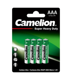 Батарейка AAA R03 BL4 Super Heavy Duty Green (4шт.) Camelion
