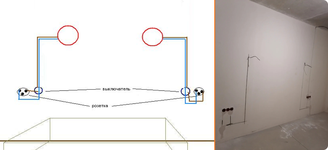 Разметка и прокладка кабеля для настенного светильника