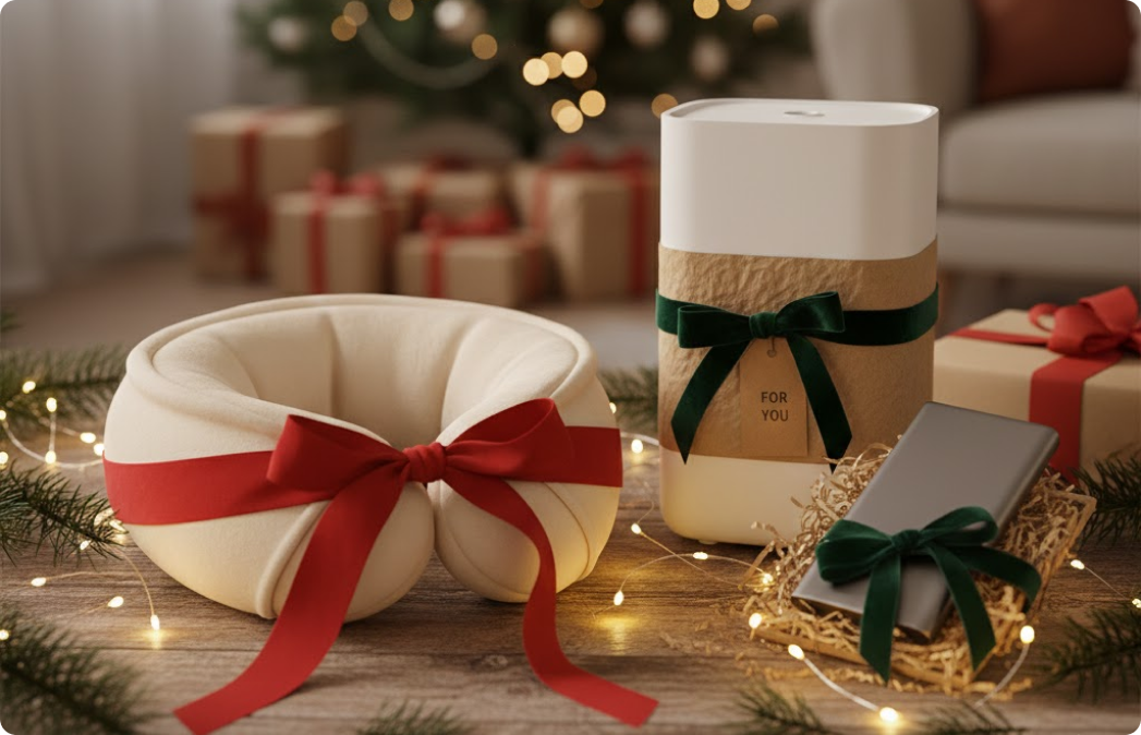 Подарочная композиция: массажер, увлажнители воздуха и портативная зарядка