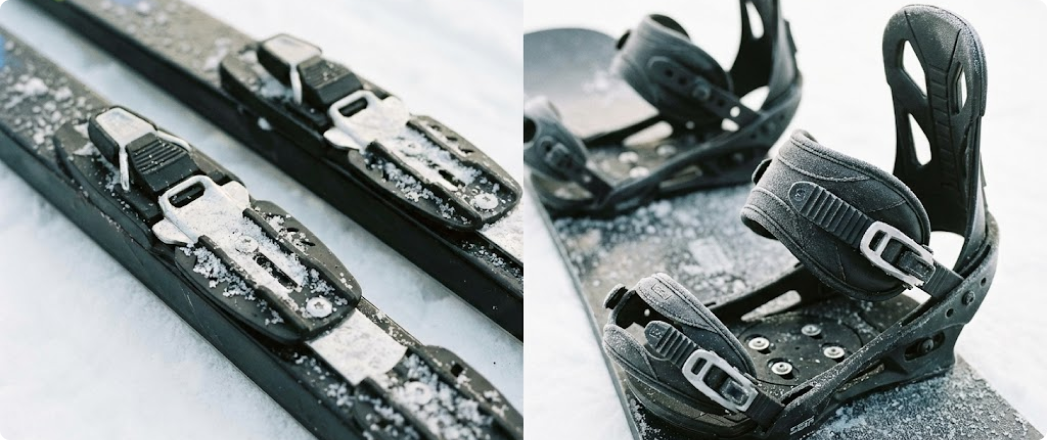 Виды креплений: NNN для беговых лыж и ремешковые для сноубордов